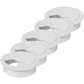 Resim Masa Üstü Kablo Kanalı Deliği Kapağı Beyaz Masa Kapağı 6 cm (5 Adet) 