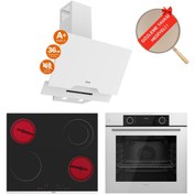 Resim Ferre FryArt&FlowArt Novetra Sessiz Davlumbaz Elektrikli Beyaz Ank. Set (D064-SA + MS263 + XE63CB) 