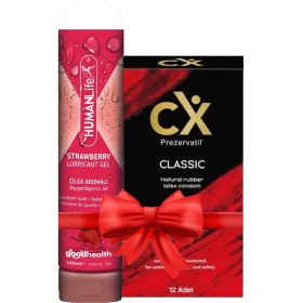 Resim Prezervatif Classic 12'li + Humanlife 125 ml Çilek Aromalı Jel Lubricant 