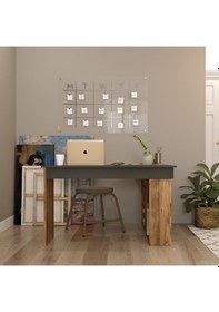 Resim Robinhome Robin Home Boston Kitaplık Raflı Çalışma Masası Çam-Gri 