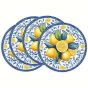 Resim 4'lü Set, Linen Limon Tasarımı ile, Makine Yıkanabilir, Ev Yemekleri ve Çatal Bıçak Dekoru için İdeal, Mutfak Masası Aksesuarları Ölçüsü 38.1 cm. 