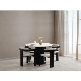 Resim Avvio Bella Bohem Lake Mdf Ayak 4'lü Tokyo Sandalye 90x90 Masa Sandalye Takımı Beyaz 