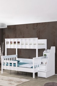 Resim Setay Mdf Profil Ranza, Deluxe Ayrılabilir Ranza - Beyaz + 2 Adet Comfort Yatak 