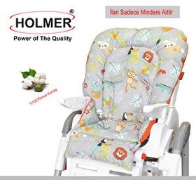 Resim Holmer Organik Mama Sandalyesi Minderi - Kılıfı Kemer Deliksiz Koyu Gri 