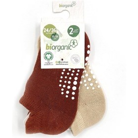 Resim Biorganic Unisex 2'li Kaymaz Çorap 68487 Kiremit-bej Çok Renkli 