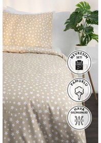 Resim Mimosa Pamuklu Ranforce Tek Kişilik Nevresim Seti - Bej 