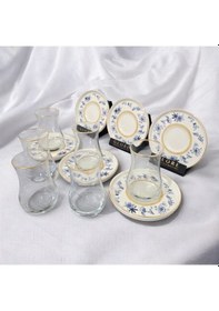 Resim Sudedi Home Mavi Kuş Altın Yaldızlı 6 Kişilik Çay Bardağı Takımı Çok Renkli 