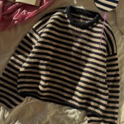 Resim Kadınlar İçin Şık Tek Parça Kazak - Siyah & Bej Çizgili Kışlık Kazak, Makinede Yıkanabilir, Ofis ve Günlük Kullanım için, Resmi Etkinlikler, Orta Esneklikte Kumaş, Sonbahar/Kış Giyim Aksesuarı 