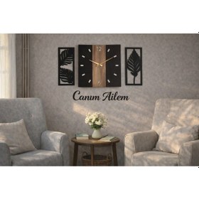 Resim Duvar Saati 40 Cm Çiçekler 30 Cm Canım Ailem Temalı No65 Çok Renkli 