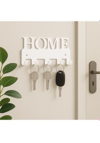 Resim Lunoart Home Yazılı Metal Anahtarlık Askısı Duvar Tipi Anahtar Organizer Beyaz 