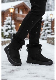 Resim Siyah Kürklü Kaymaz Soğuğa Dirençli Kadın Bot 25003 Z Siyah 