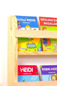 Resim MiniWood Çocuk Odası Eğitici Montessori Kitaplık Mobilya Raf Duvar Rafı 5 Li 