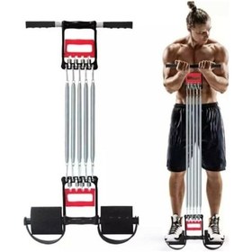 Resim 5 Çelik Yaylı Dirençli El Ayak Göğüs Yayı Çelik Yay Spor Aleti Kırmızı 