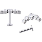 Resim Right Grand Astm F136 Titanyum İç Dişli Çerçeve Seti 5'li Kübik Zirkon Labret Dudak Piercing Açık Sarı Altın Renk Whıte 