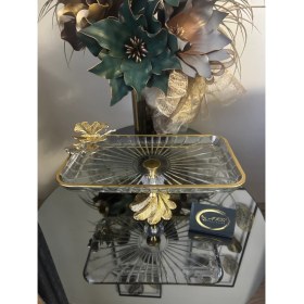 Resim Paşabahçe Metal Ayaklı Kelebek Figürlü Yaldızlı Sunumluk Tabak, dekoratif Borcam, hediyelik, şekerlik 