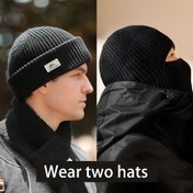Resim Unisex Esnek Triko Bere, Balaclava ile, Kış Rüzgar Korumalı Kayak Şapkası, Outdoor Soğuk Hava Boyun Isıtıcı, Polyester 100% Tek Boyut Herkese Uygun, Noel, Dünya Günü, Bahar Festivali için İdeal Hediye 