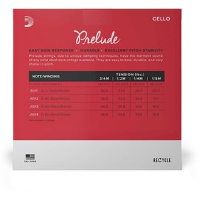 Resim D'Addario J101034 Prelude Çello Tel Seti (3/4) | 3/4 Ölçek için Optimize Edilmiş Tansiyon Dengeli Ses Yayılımı ve Kolay Çalınabilirlik 
