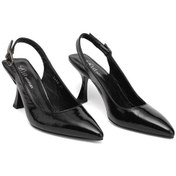 Resim Elit Calissa Kadın Hakiki Rugan Deri Klasik Topuklu Ayakkabı Siyah Siyah 