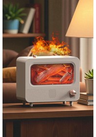 Resim Alev Efektli Retro Hava Nemlendirici Odun Çıtırtı Sesli Aroma Difüzörü Ultrasonik Buhar Makinesi 