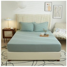 Resim Çift Kişilik Lastikli Kumaş Çarşaf + 2 Yastık Kılıfı Adaçayı 