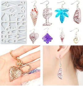 Resim Epoksi Silikon Kalıp Akçaağacı Yaprağı Kalp Şarap Bardağı Geometrik Şekiller Figür Kalıbı 