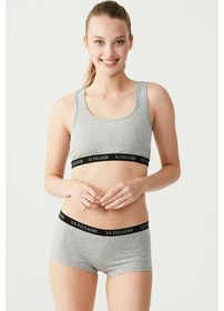 Resim U.S. Polo Assn. Kadın Gri Melanj Sporcu Büstiyer Şort Set 65003 