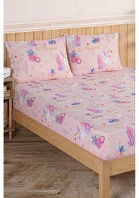 Resim Pes Lastikli Çarşaf Seti Çift Kişilik Magical Pembe Pembe 