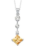 Resim Gümüş Turuncu Kare Taşlı Tria Kolye G639Kl3 Altınsepeti 