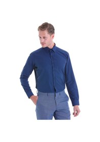 Resim Hatemoğlu Slim Fit Pamuklu Uzun Kollu Erkek Gömlek Lacivert 