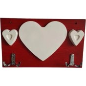 Resim Bahat Ahşap Kalpli Duvar Portmanto Elbise Askısı Krom Kancalı Askılık 18*30 cm 