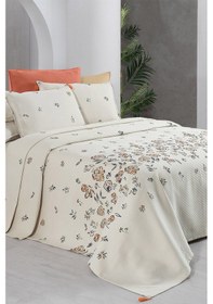 Resim Sarev Saira Bej Tek Kişilik %100 Pamuk Pike Takımı 