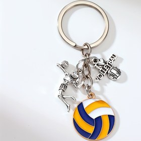 Resim 1 adet Voleybol Spor Temalı Anahtarlık, Alaşım Malzeme, Voleybol Topu ile, Voleyboli Seviyorum Kolye, Araba Süsü, Çanta Süsü, Sporcular ve Fanlar için Hediye 