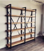 Resim Demo Metal Ahşap Kitaplık İkili 