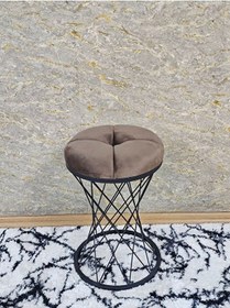 Resim Yuvarlak Siyah Boyalı Puf Oturak - Bench - Ayak Ucu Oturak - Tabu Çok Renki 