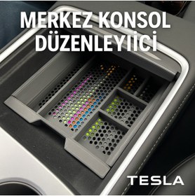 Resim Butik Tesla Model Y(Eski Makyaj) Uyumlu Araç İçi Organizer 