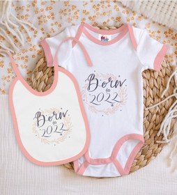 Resim Bk Kids Born To 2022 Tasarımlı Pembe Bebek Body Zıbın Ve Mama Önl Çok Renkli 