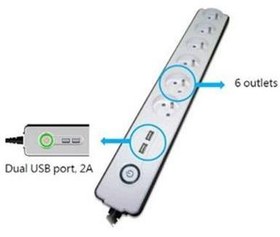 Resim Fsp SP-FR3G2U01 FSP 6 lı Akım Korumalı Priz 
