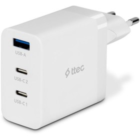 Resim Ttec SmartCharger Trio GAN 65W PD Seyahat Hızlı Şarj Aleti 2 USB-C+USB-A 
