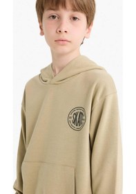 Resim Defacto Erkek Çocuk Kapüşonlu Baskılı Okul Sweatshirt E9572a825aukh445 Haki 
