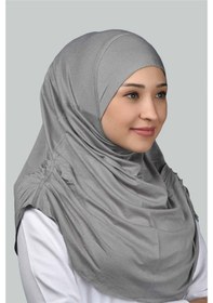 Resim Altobeh Hazır Türban Büzgülü Pileli Pratik Eşarp Tesettür Hijab - Namaz Örtüsü - Gri 
