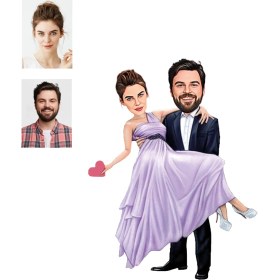 Resim Kişiye Özel Karikatürlü Evli Mutlu Ahşap Araba Dikiz Ayna Süsü 