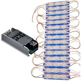 Resim 20 Adet 12 Volt 1.5 Watt 3 Lensli Mavi 2835 Smd Led Modül Ip65 Modül 5a Trafo Set Mavi 