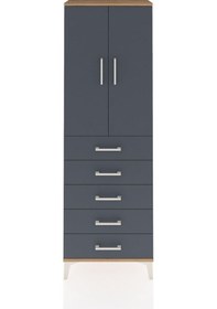 Resim Arges Dolap Tek Raflı 5 Çekmeceli Tek Askılı 60x30x182 Çam-an... Çam 