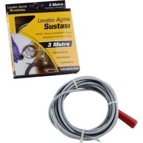 Resim SGS 3 Metre Lavabo Açma Sustası - Ergonomik Saplı Tıkanıklık Açıcı Gider Temizleme Teli 