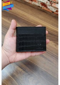 Resim Vanilla Collection Erkek Cüzdan Timsah Derisi Basklı 10 Kart Cepli Modern Tasarım Siyah Renk Siyah 