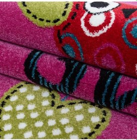 Resim Sevimli Baykuş Kalpler Ve Kelebek Çocuk Halısı Lila Pembe 