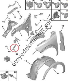 Resim Opel Mokka (2021-2024) Sağ Ön Çamurluk Bağlantı Sacı (Orijinal) 