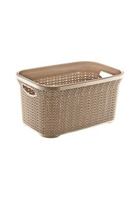 Resim Örgü Desenli Köşeli Kirli Çamaşır Sepeti Krem 