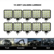 Resim Point 10 Adet 16 Led Off Road Iş Makinesi Kamyon Projektör Çalışma Ve Sis Lambası 48 Watt 12v 10 Adet 