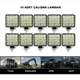 Resim Point 10 Adet 16 Led Off Road Iş Makinesi Kamyon Projektör Çalışma Ve Sis Lambası 48 Watt 12v 10 Adet 